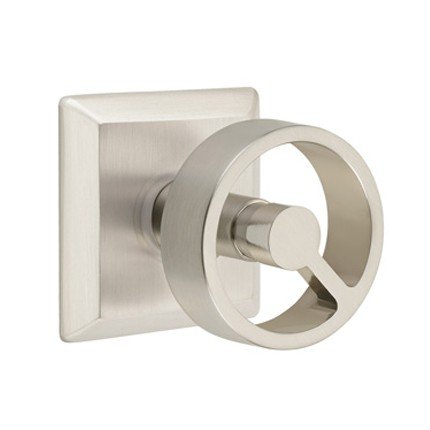 Emtek Spoke Knob Studio Brass Knobset, Passage with Quincy Rosette in Satin Nickel (US15) Finish