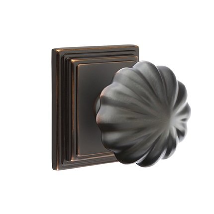 Emtek 8161MN American Heritage Classic Brass Melon Knob, Wilshire Rosette