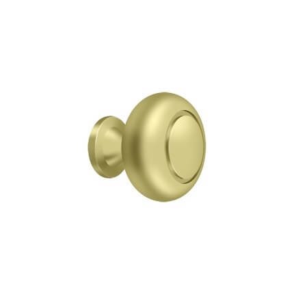 Deltana Cabinet Knob KR119, Round with Groove, Solid Brass