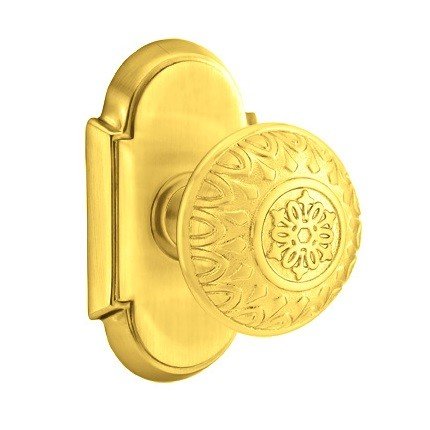 Emtek Lancaster Door Knob, Designer Brass, Passage, #8 Rosette, Polished Brass - Lifetime (US3) Finish