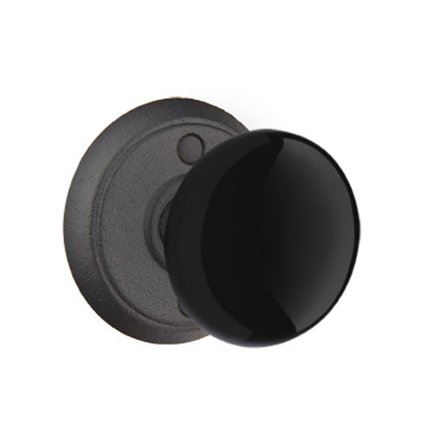 Emtek 7102MB Rustic Living Wrought Steel Madison Black Knob, #2 Rosette
