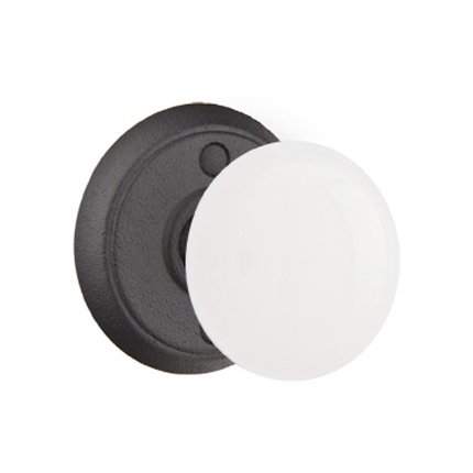 Emtek 7102MI Rustic Living Wrought Steel Madison Ivory Knob, #2 Rosette