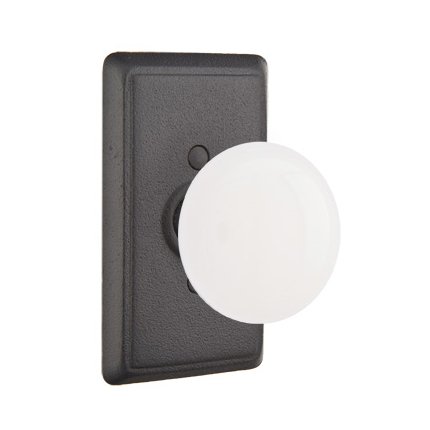 Emtek 7103MI Rustic Living Wrought Steel Madison Ivory Knob, #3 Rosette