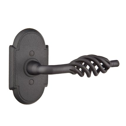 Emtek 7101L Rustic Living Wrought Steel Lafayette Lever, #1 Rosette