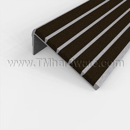 Wooster Supergrit W138 No-Slip Nosing for Steel Pan Stairs with 10° Riser Slope, 3" Depth, 1.125" Riser