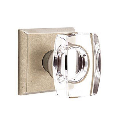 Emtek Windsor Glass Sandcast Bronze Knobset, Passage with #6 Rosette in Tumbled White Bronze (TWB) Finish