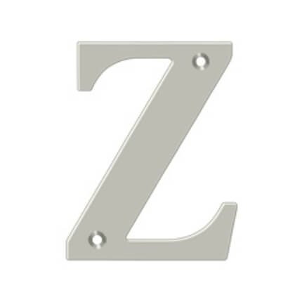 Deltana Solid Brass Traditional Letters, Residential Letter "Z" - 4" Height, Satin Nickel (US15) Finished