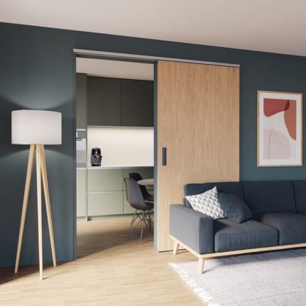 Hafele Hawa Porta 60/100 HMD Sets, 60 kg door, Without Upper Track, Silver Colored Finish