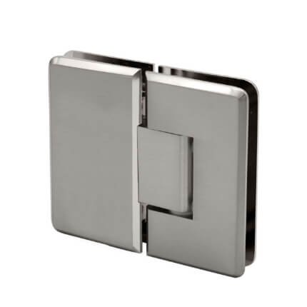 FHC Carolina Beveled Glass To Glass 180 Degree Hinge for Shower Doors - 3/8"-1/2" Glass, Satin Nickel (US15) Finished