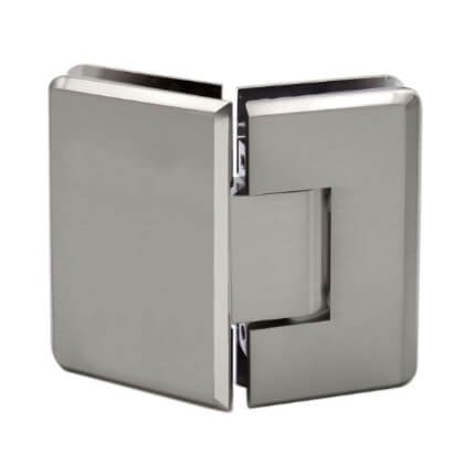 FHC Carolina Beveled 5 Degree Positive Close Glass To Glass Hinge for Shower Doors - 135 Degree, Satin Nickel (US15) Finished