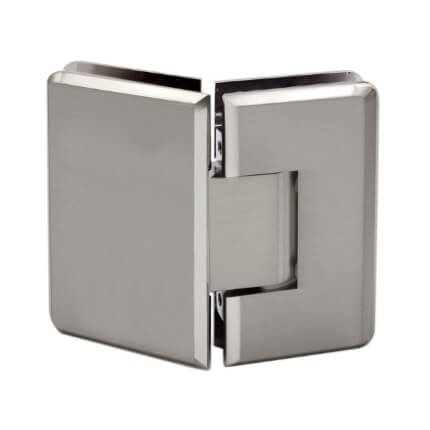 FHC Carolina Series 135 Degree Adjustable Glass-To-Glass Hinge for Shower Doors - 3/8" To 1/2" Glass, Satin Nickel (US15) Finished
