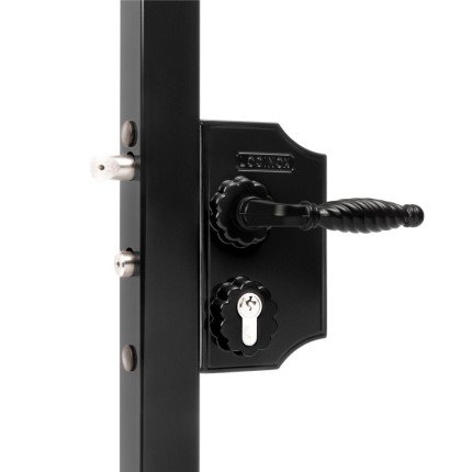 Locinox LAKQH2 Large Surface Mounted Ornamental Gate Lock, 3/8" Profile, Black Finish