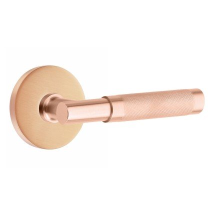 Emtek Select Limited Release, T-Bar, Knurled Lever, Disk Rosette, Passage, Satin Rose Gold (SRG) Finish