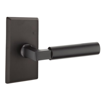 Emtek 7104BR Rustic Living Sandcast Bronze Bryce Lever, #3 Rosette