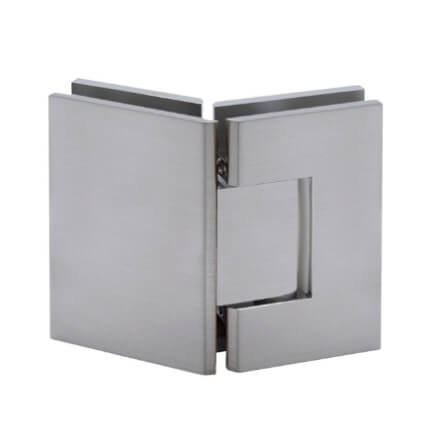 FHC Jr Glendale 135 Degree Glass-To-Glass Hinge for Shower Doors - 1/4" Tempered Glass, Satin Nickel (US15) Finished