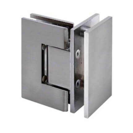 FHC Junior Glendale 90 Degree Glass-To-Glass Hinge for Shower Doors - 1/4" Tempered Glass, Satin Nickel (US15) Finished