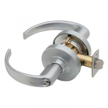Schlage Sparta Door Handle, Mechanical Door Handle, ND Series, Keyed, Double Cylinder Function, Vestibule Lock, Satin Chrome Plated Finish