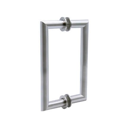FHC 6" Mitered Round Series Back-To-Back Shower Door Handles, Satin Nickel (US15) Finished