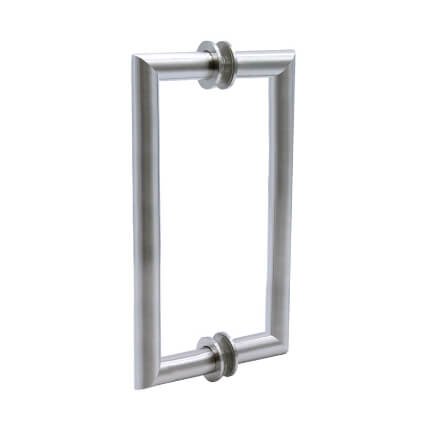 FHC 8" Mitered Round Series Back-To-Back Shower Door Handles, Satin Nickel (US15) Finished