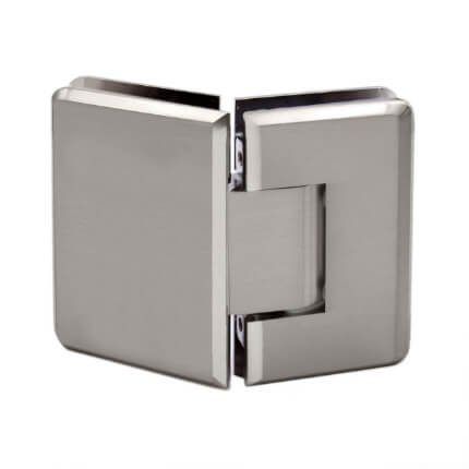 FHC Preston Beveled Glass To Glass 135 Degree Hinge for Shower Doors - 3/8" - 1/2" Tempered Glass, Satin Nickel (US15) Finished