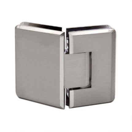 FHC Preston Beveled 5 Degree Positive Close Glass To Glass Hinge for Shower Doors - 135 Degree, Satin Nickel (US15) Finished