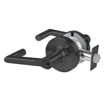 Schlage Boardwalk Door Handle, ND Series, Keyed, Single Cylinder Function, Entrance/Office Lock, Flat Black Finish