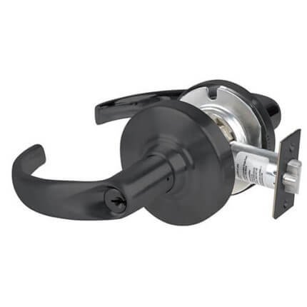 Schlage Sparta Door Handle, Mechanical Door Handle, ND Series, Keyed, Single Cylinder Function, Entrance/Office Lock, Flat Black Finish