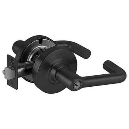 Schlage Tubular Door Handle, ND Series, Keyed, Single Cylinder Function, Entrance/Office Lock, Flat Black Finish