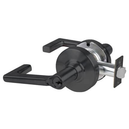 Schlage Longitude Door Handle, Mechanical Door Locks, ND Series, Keyed, Double Cylinder Function, Classroom security lock - 180° key rotation for lockdown, Flat Black Finish