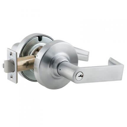 Schlage Rhodes Door Handle, Vandlgard, ND Series, Vandlgard Entrance/Office Lock, Satin Chrome Plated