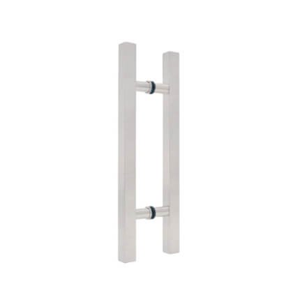 FHC 10" Square Ladder Back-To-Back 6" Center-To-Center Shower Door Handles, Satin Nickel (US15) Finished