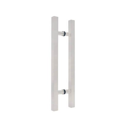 FHC 12" Square Ladder Back-To-Back 8" Center-To-Center Shower Door Handles, Satin Nickel (US15) Finished