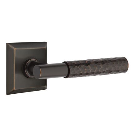 Emtek 8131TAHA Contemporary Modern Brass T-Bar Hammered Lever, Quincy Rosette