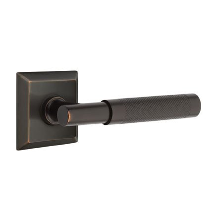 Emtek 8131TAKN Contemporary Modern Brass T-Bar Knurled Lever, Quincy Rosette