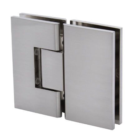 FHC Venice Series 180 Degree Glass To Glass Hinge for Shower Doors - 3/8" to 1/2" Tempered Glass, Satin Nickel (US15) Finished