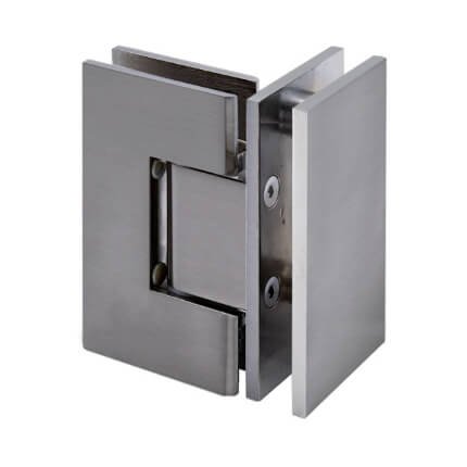 FHC Venice Square Glass To Glass 90 Degree Hinge for Shower Doors - 3/8" to 1/2" Tempered Glass, Satin Nickel (US15) Finished