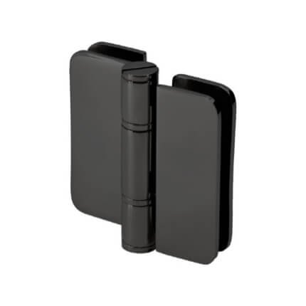 FHC Zephyr 180 Degree Glass-To-Glass Outswing Or Bifold Inswing Hinge for Shower Doors - 3/8" Glass, Matte Black (BLK) Finished