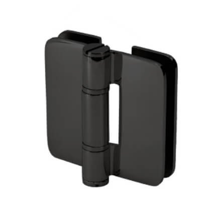 FHC Zephyr Glass-To-Glass Inline Outswing Hinge for Shower Doors - 3/8" Glass, Matte Black (BLK) Finished