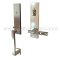 EMTEK Davos Entry Lock with L-Square Hammered Lever, Satin Nickel US15 Finish