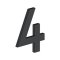 Deltana Stainless Steel Modem Numbers, B Series with Riser, No"4" Digit Flat Black (US19) Finished