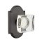 Emtek Modern Square Glass Knob, Sandcast Bronze Door Knob, Passage, #1 Rosette, Flat Black Bronze (FB)